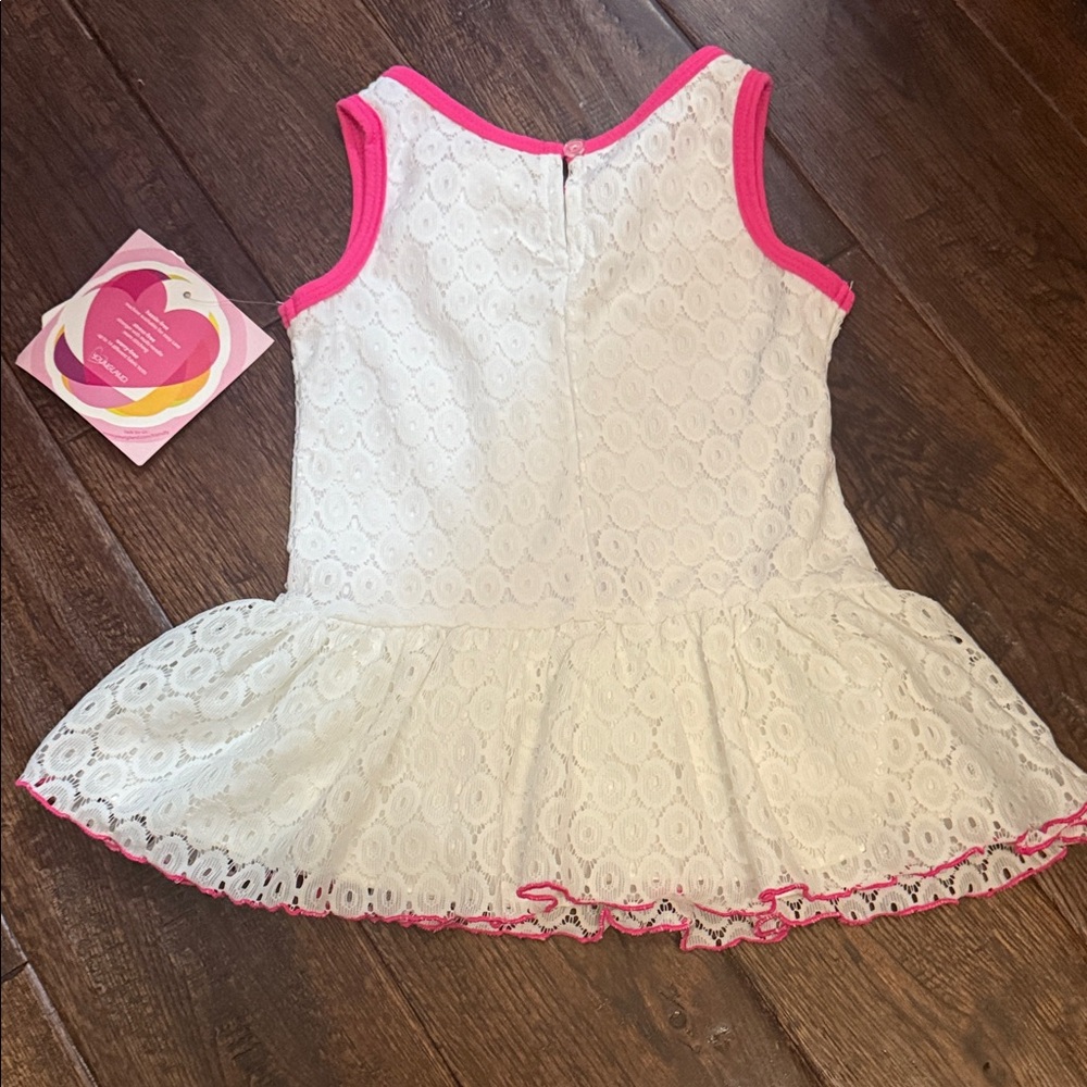 NWT Youngland 3T Toddler White Lace Dress with Pink Trim - Picture 5 of 7